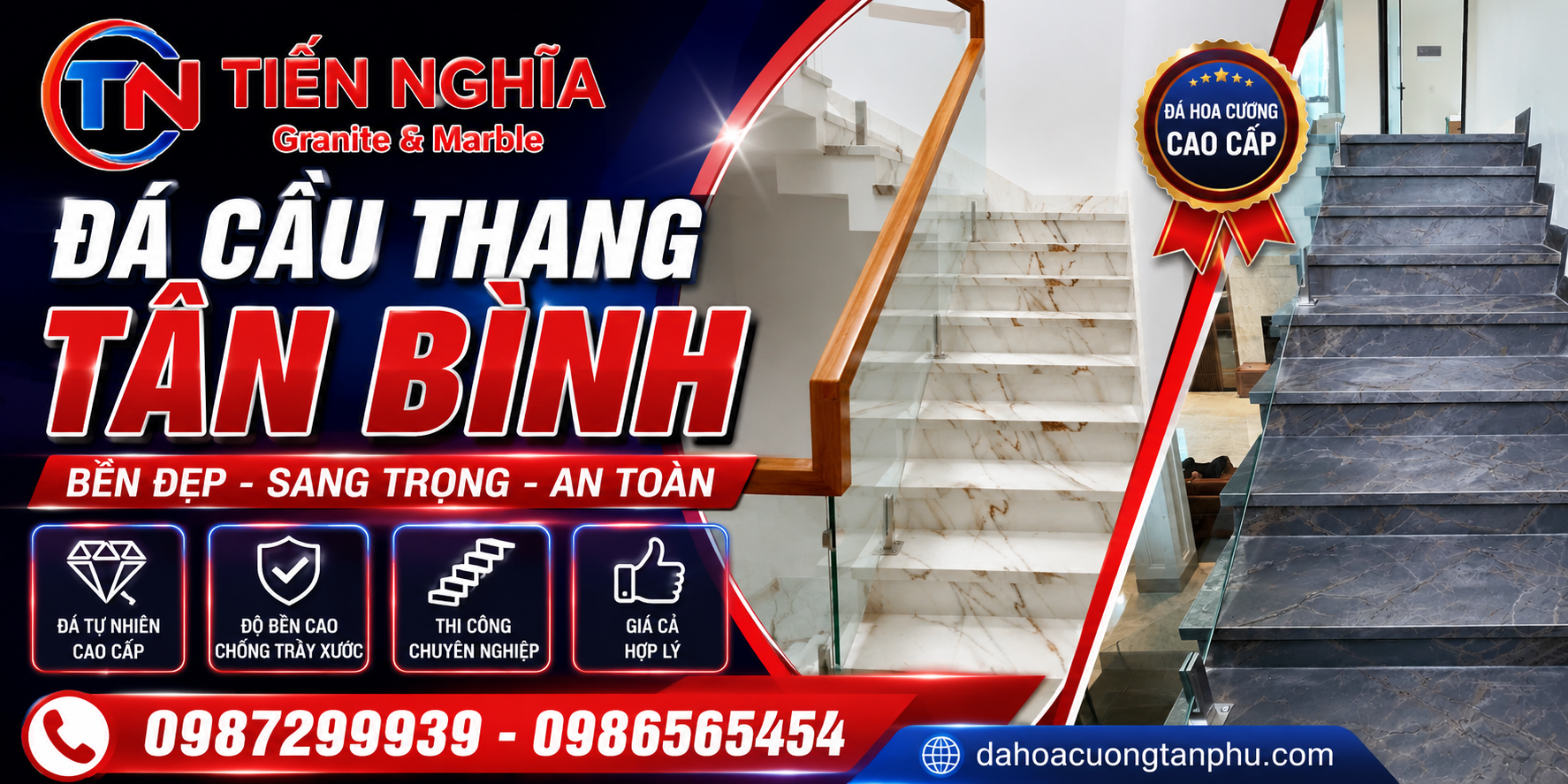Dịch Vụ Thi Công Đá Cầu Thang Tại Tân Bình - Đá Hoa Cương Tiến Nghĩa